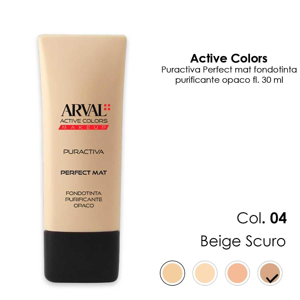 Arval Puractiva - Perfect Mat N. 04 - Tummanbeige Puhdistava Matta Meikkivoide Ft 30 ml
