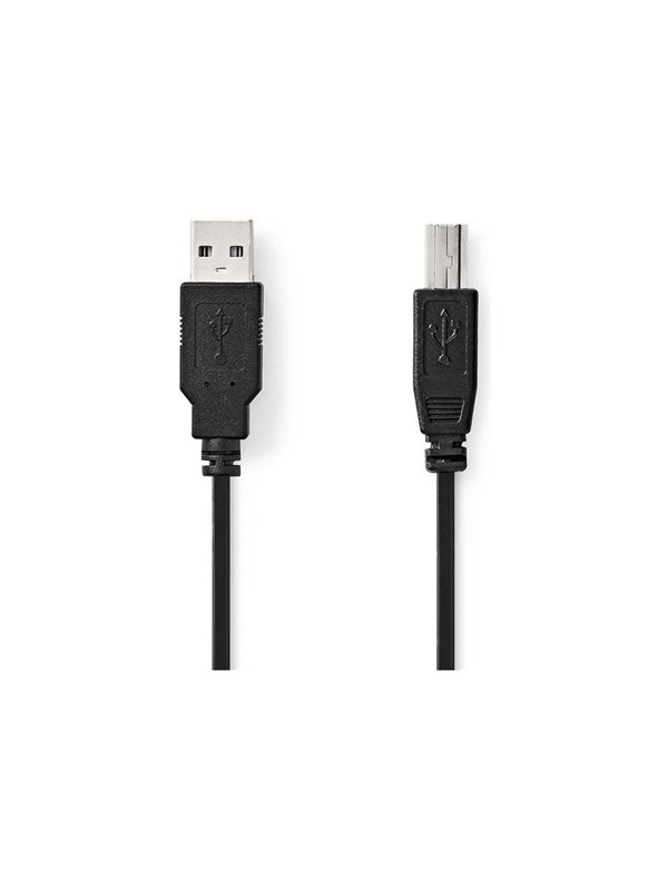 Nedis USB kaapeli | USB 2.0 | USB-A Uros | USB-B Uros | 10 W | 480 Mbps | Niklattu | 3.00 m | Pyöreä | PVC | Musta | Label
