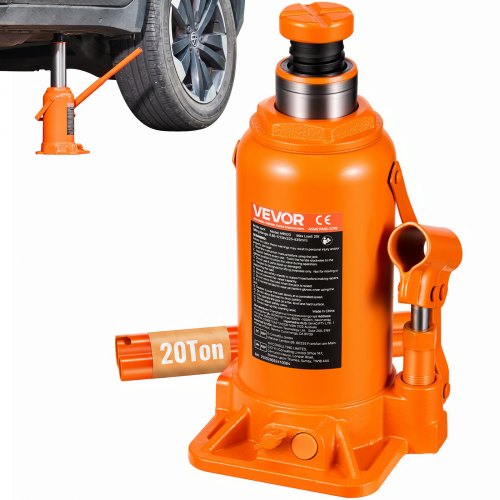 VEVOR Hydraulic Bottle Jack, 20 Ton (44092 lbs) Load Capacity, 225-435 mm Lifting Range, Heavy Duty Welded Bottle Jack for Car, SUV, Pickup, Auto Repair, House Lift and Agricultural Equipment, Orange