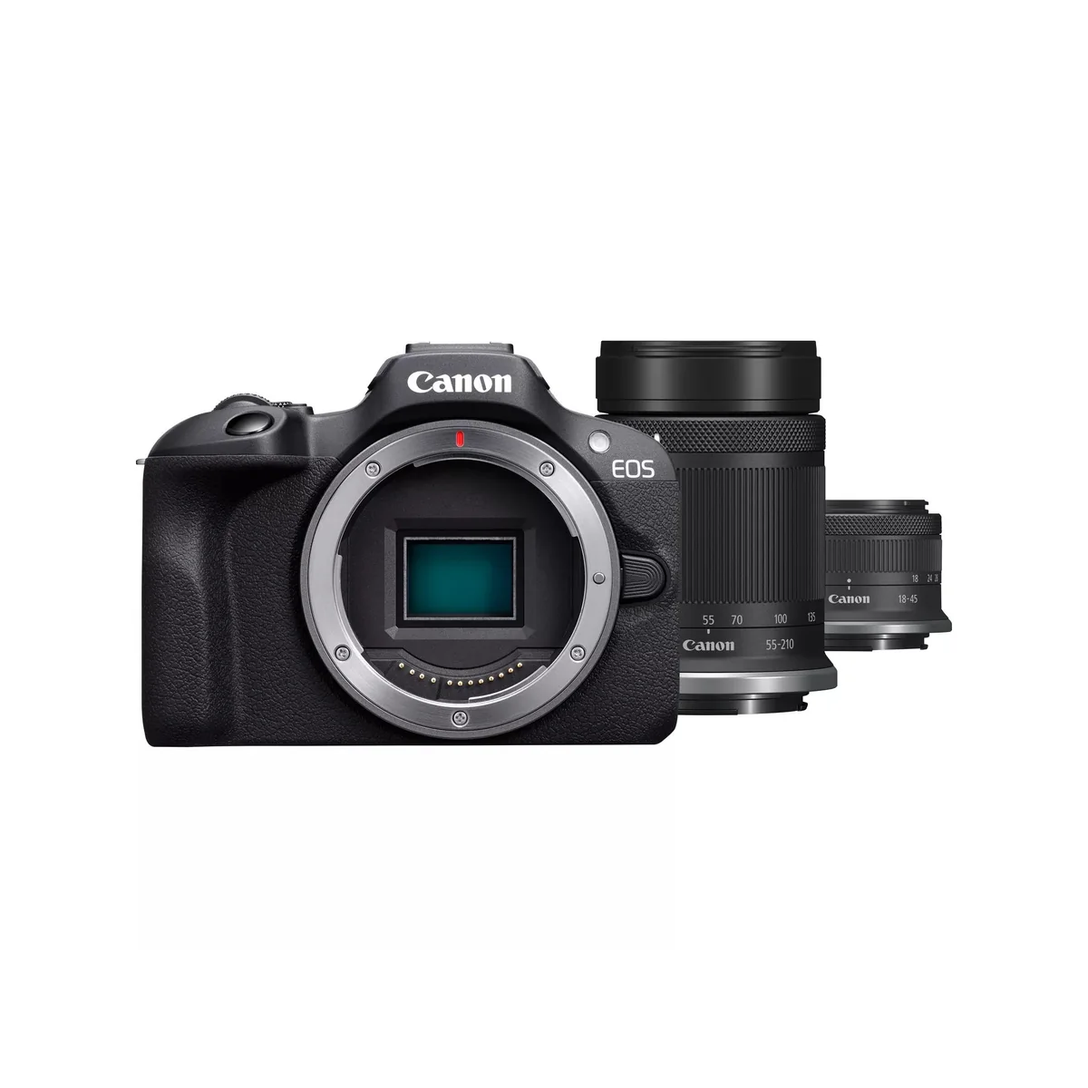 Canon EOS R100 + RF-S 18-45mm F4.5-6.3 IS STM + RF-S 55-200mm F5-7.1 IS STM Kit, 24,1 MP, 6000 x 4000 pikseliä, CMOS, 4K Ultra HD, 309 g, lajittelu