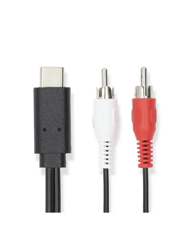 Nedis USB-CTM Sovitin | USB 3.2 Gen 1 | USB-CTM Uros | 2x RCA uros | 1.00 m | Pyöreä | Niklattu | PVC | Musta | Label