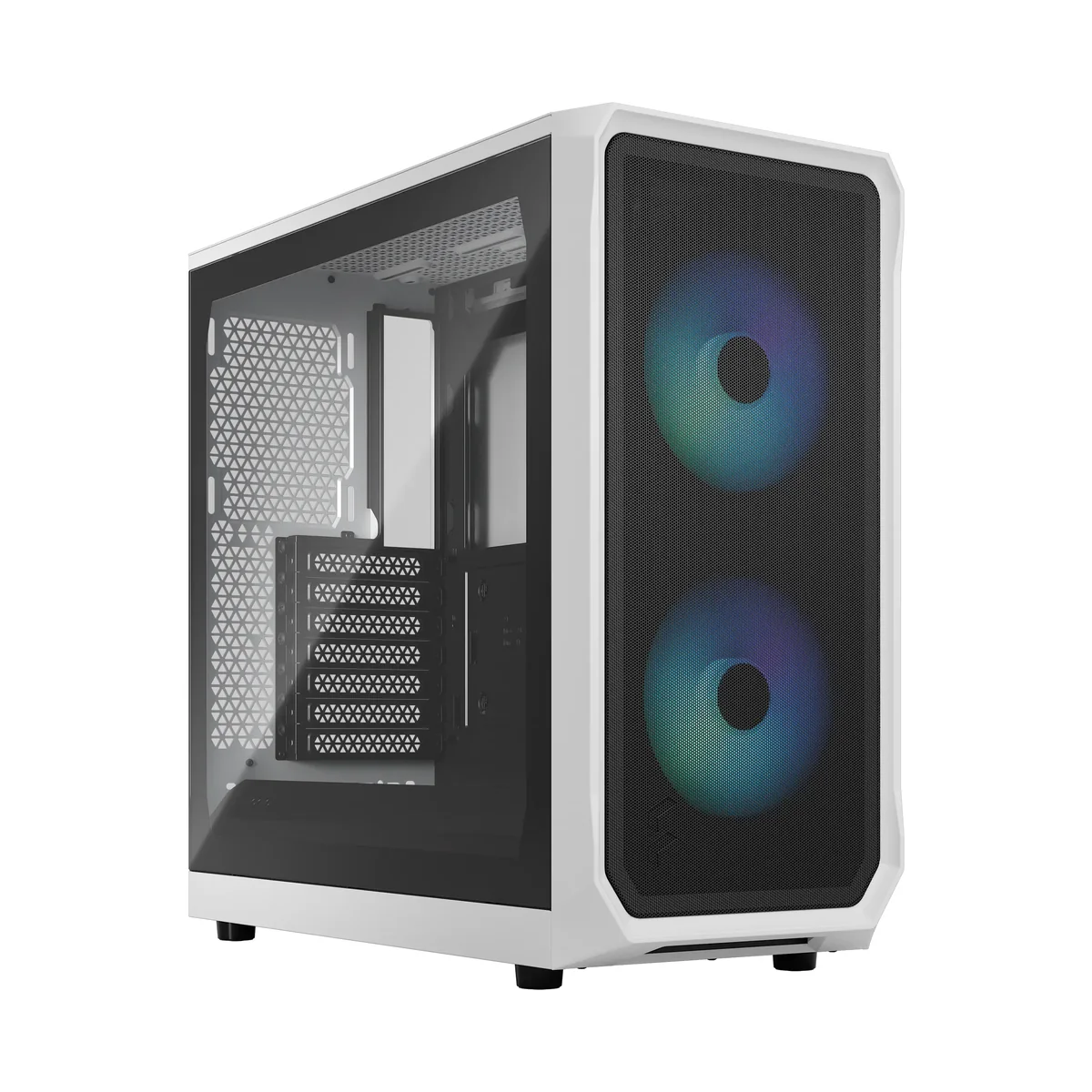 Fractal Design Focus 2 RGB -miditornikotelo RGB-valaistuksella ja läpinäkyvällä ikkunalla, valkoinen