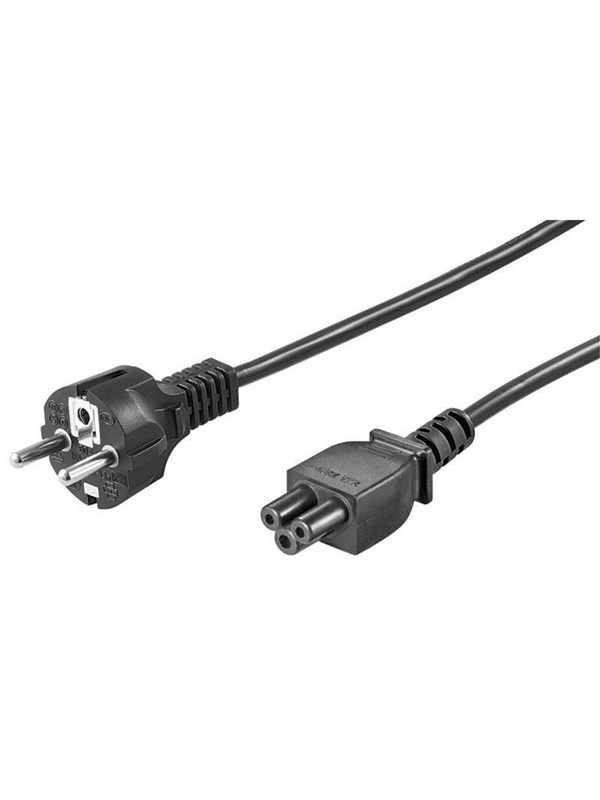 Goobay Kabel för nätanslutning (skyddskontakt), 1 m, svart Jordkontaktstift (typ F, CEE 7/7) > Uttag C5