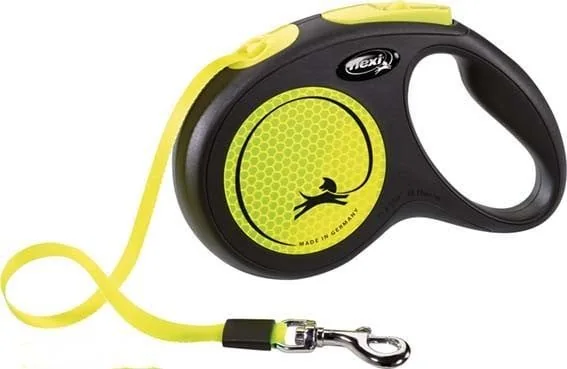 Flexi Uusi neonväri hihna 5 metriä, 15 kiloa.
