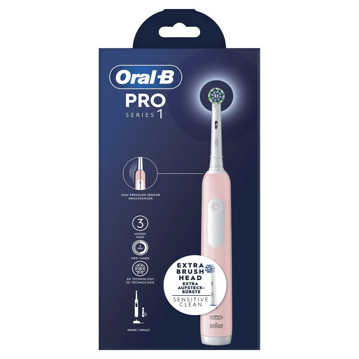 Oral-B Sähköhammasharja Pro1 Pink + Extra Brush Head