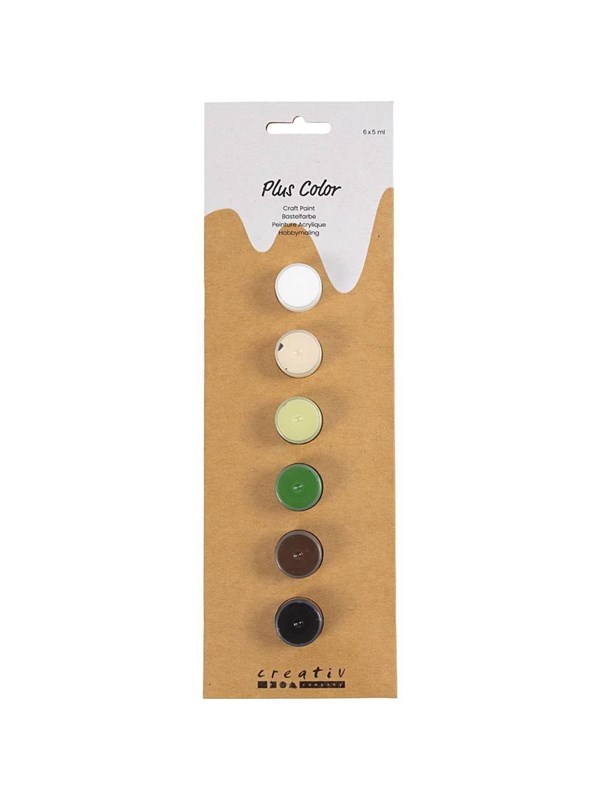 Plus Color -Askartelumaali, luonnonrusk., 6x5 ml/ 1 pkt