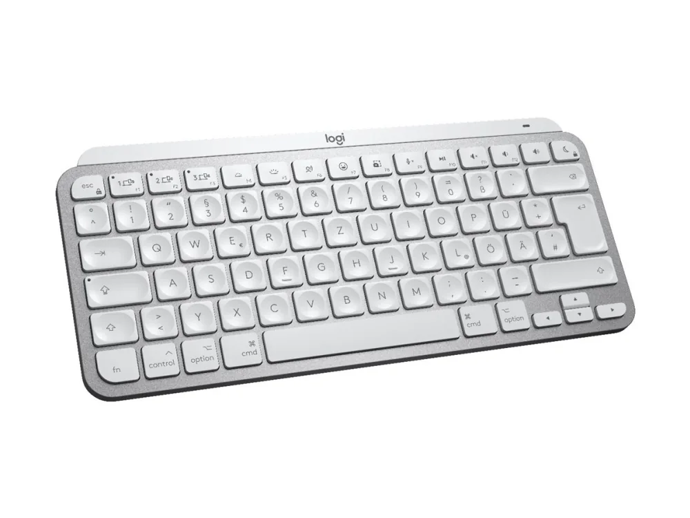 Logitech Master MX Keys Mini For Mac, Langaton, Bluetooth, Näppäimen saksikytkin, QWERTY, LED, musta, Harmaa