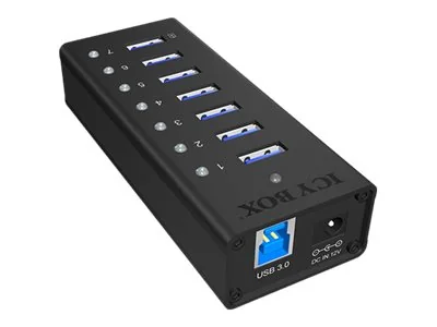 ICY BOX IB-AC618 - Keskitin - 7 x SuperSpeed USB 3.0 - pöytätietokoneet
