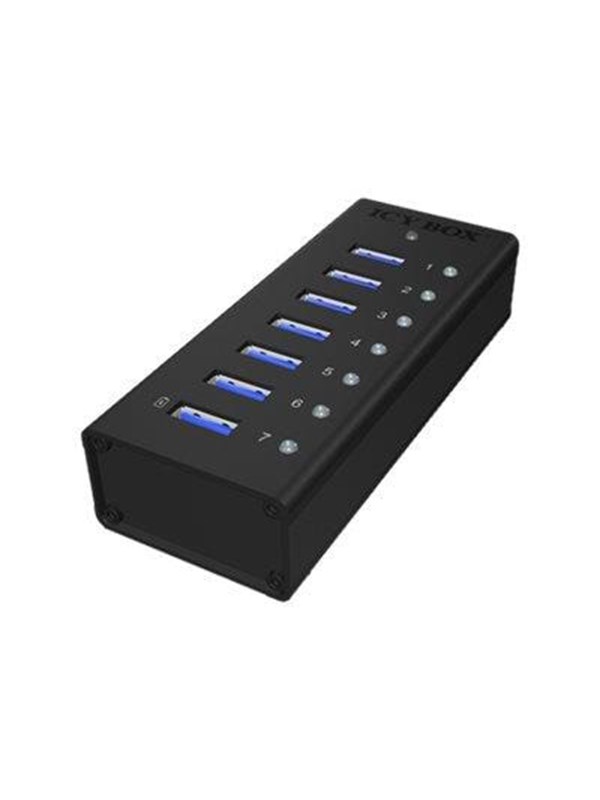 ICY BOX IB-AC618 - Keskitin - 7 x SuperSpeed USB 3.0 - pöytätietokoneet