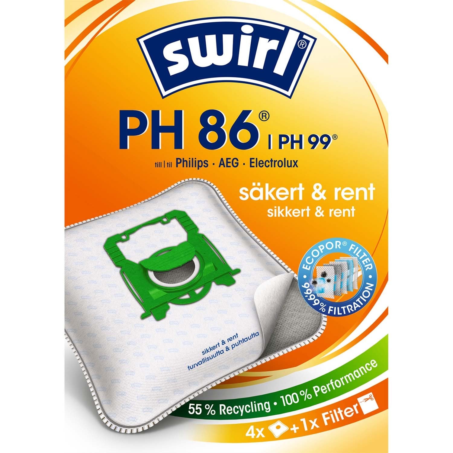 Swirl Pölynimuripussit PH86/PH96 4P (HUOM 3kpl DFP)