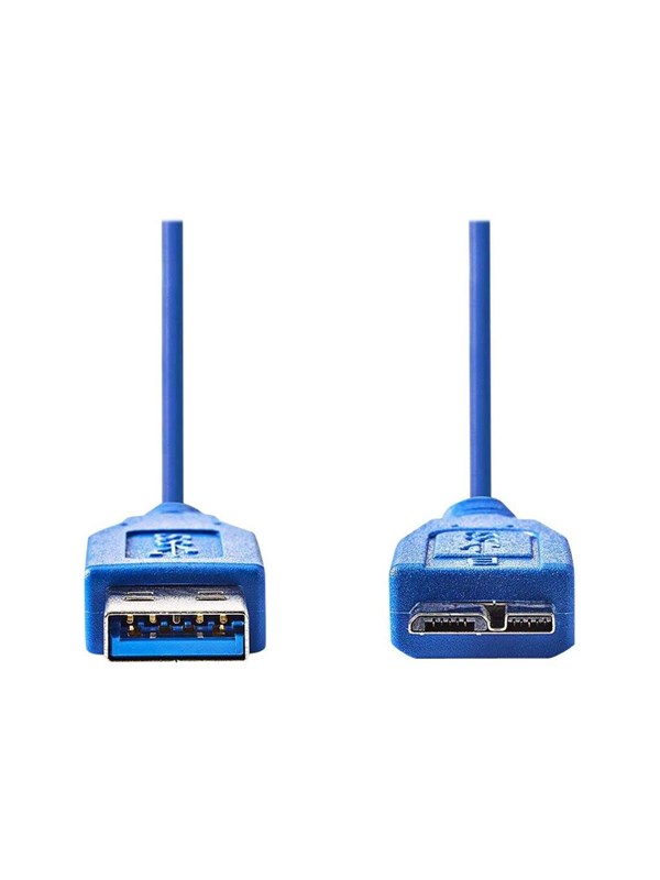 Nedis USB kaapeli | USB 3.2 Gen 1 | USB-A Uros | USB Micro-B Uros | 5 Gbps | Niklattu | 5.00 m | Pyöreä | PVC | Sininen | Kirjekuori