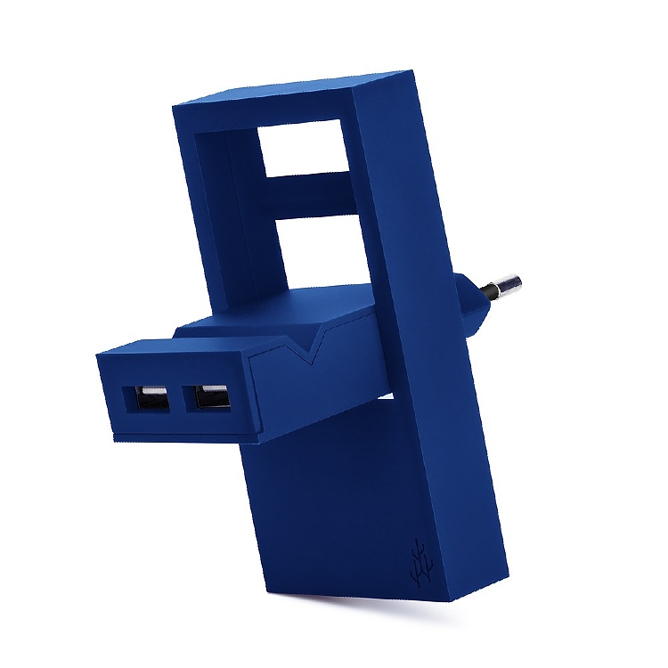 USB-A seinäadapteri jalustalla, Sininen