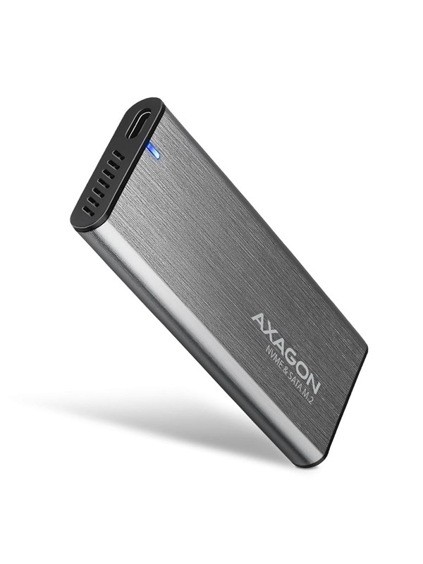 AXAGON EEM2-SG2 RAW BOX ulkoinen kotelo M.2 SSD-asemille USB-C 3.2 Gen 2 - hopea