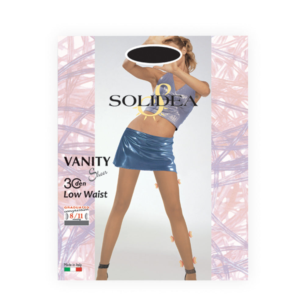Solidea Vanity 30Sheer matalavyötäröiset ohuet sukkahousut 30Den 8 11mmHg 1S musta