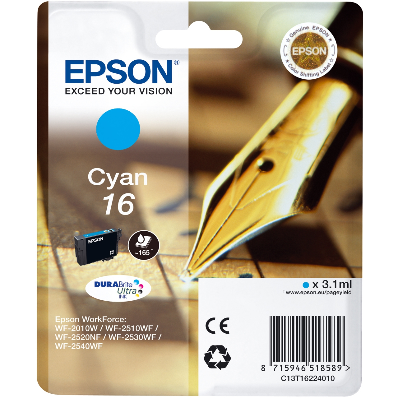 Epson Epson 16 Mustepatruuna Cyan T1622 Vastaa: N/A