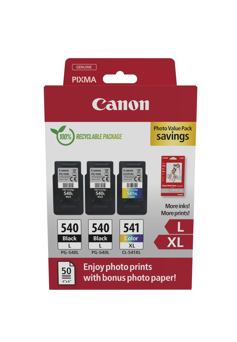 Canon PG-540L / CL-541XL -mustekasettipakkaus, 3 kpl