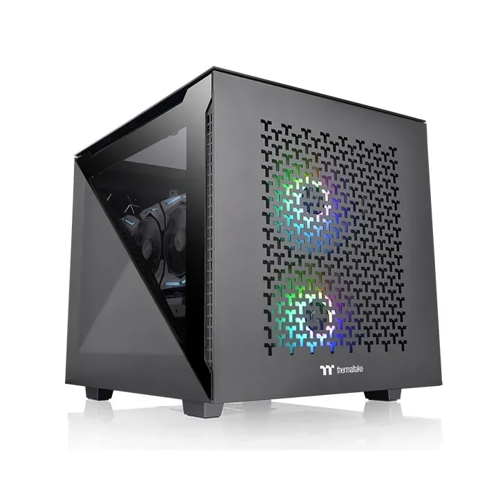 Thermaltake Divider 200 TG Air Micro -micro-ATX-kotelo ikkunalla, RGB-valaistuksella, musta