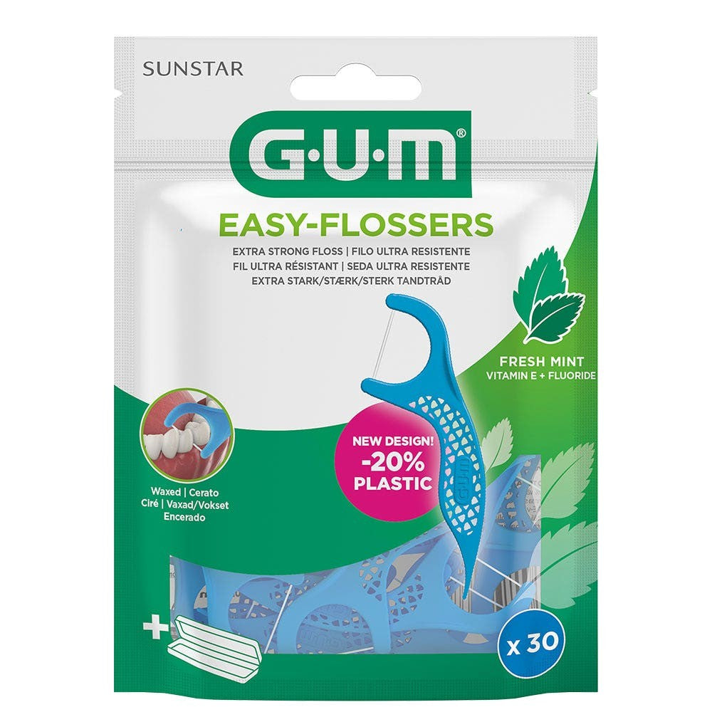 Sunstar Gum Easy Flossers Cool Mint Vit-E Fluor 30 unità — Filo interdentale