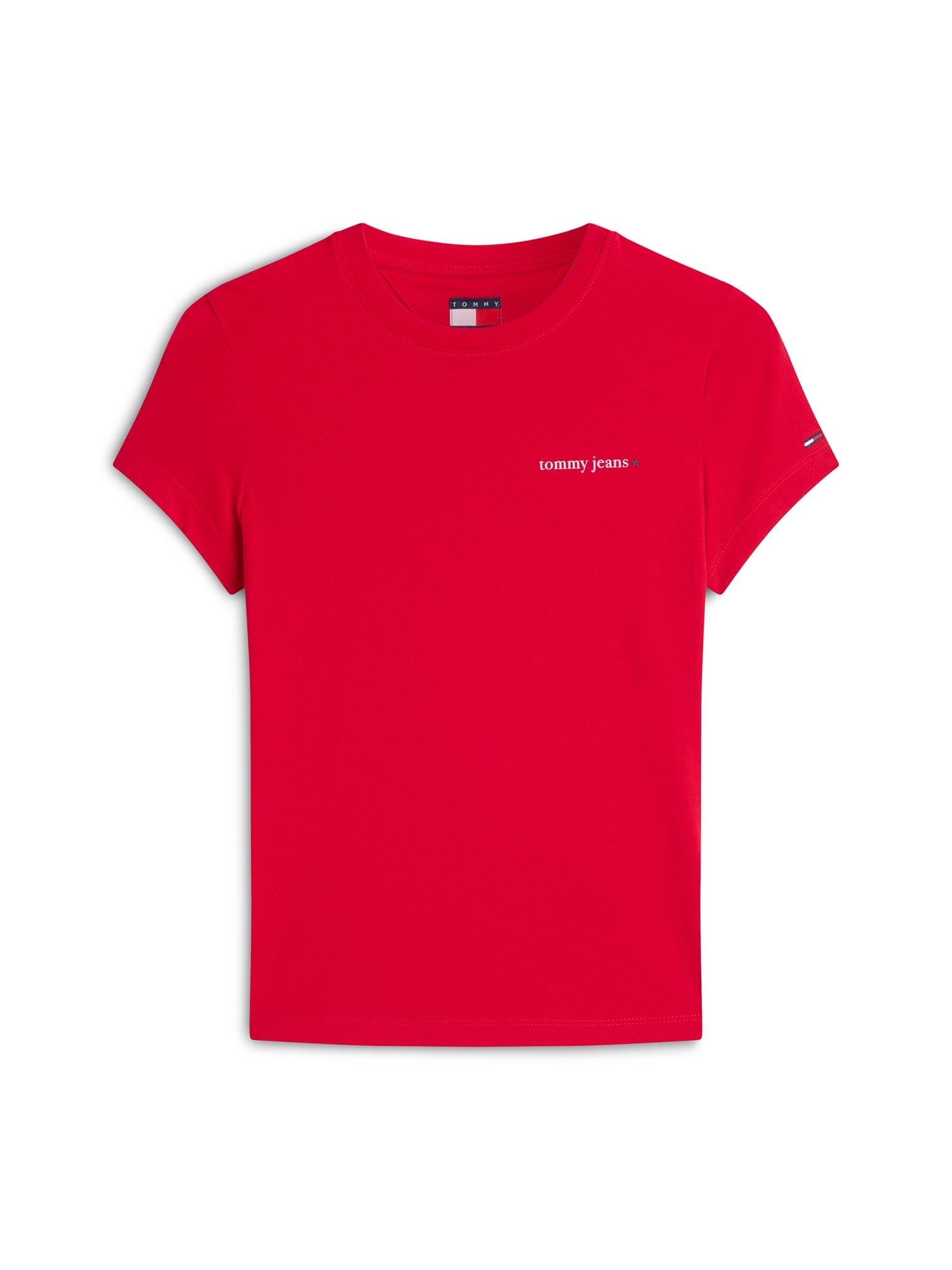 Tommy Jeans Paita 'Logo Slim' punainen / valkoinen