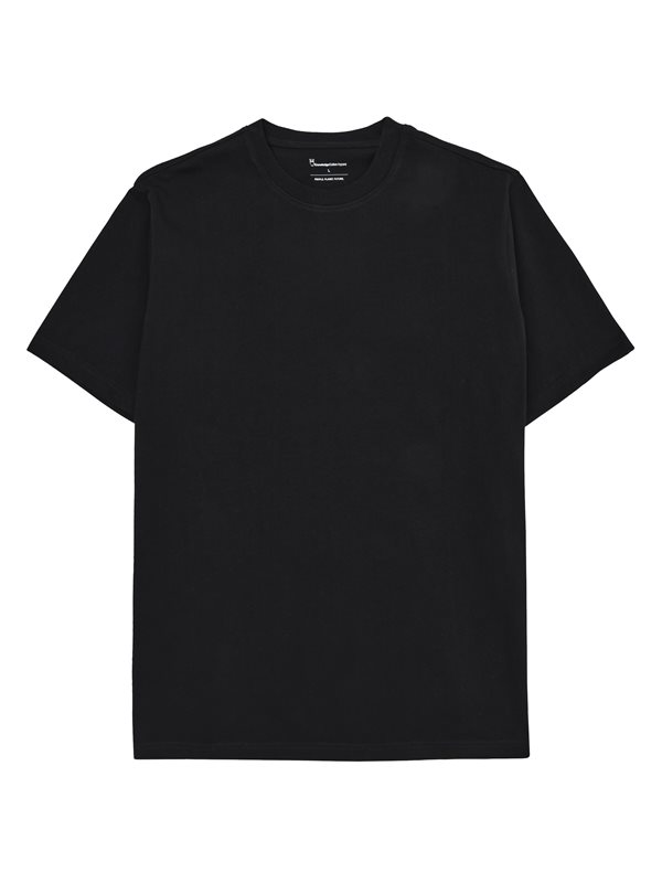 KnowledgeCotton Apparel Tee With Flaglabel Black Jet - L