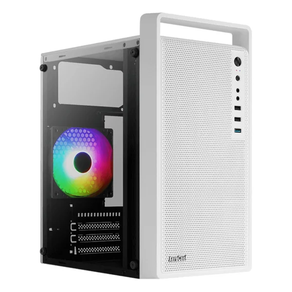 AeroCool PGS CS-109-G-WT-v1 -minitornikotelo ikkunalla ja RGB-valaistuksella, valkoinen