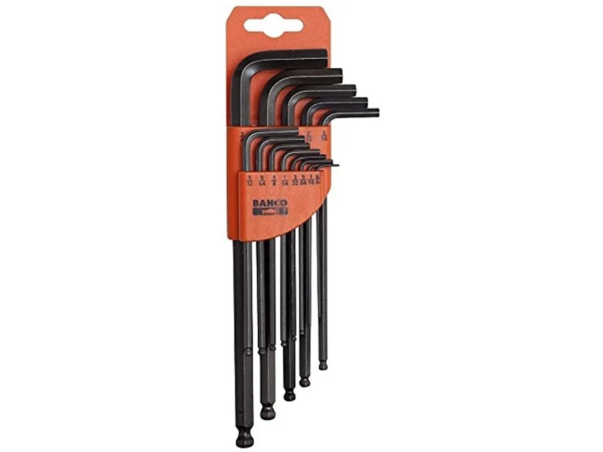 BAHCO Unbrako® -avainsarja, musta, pitkä, kuulalla, tuumaa. BE-97800.05-1/16-5/64-3/32-7/64-1/89/64-5/32-3/16-7/32-1/4-5/16