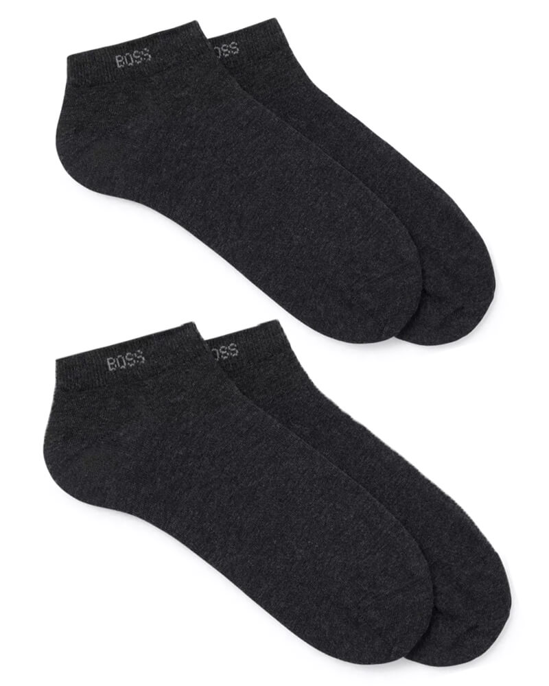 Boss Hugo Boss 2-pack Shoeliner Finest Soft Cotton Grey Str 43-46 2 stk.