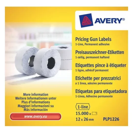 Avery 26x12 G2 -hintalaput, 10 rullaa, valkoinen