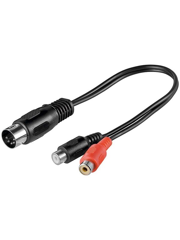 Goobay Adapter för ljudkabel, DIN-uttag till stereo RCA-kontakt DIN plugg 180 ° (5-pin) > 2x RCAuttag (ljud vänster / höger)