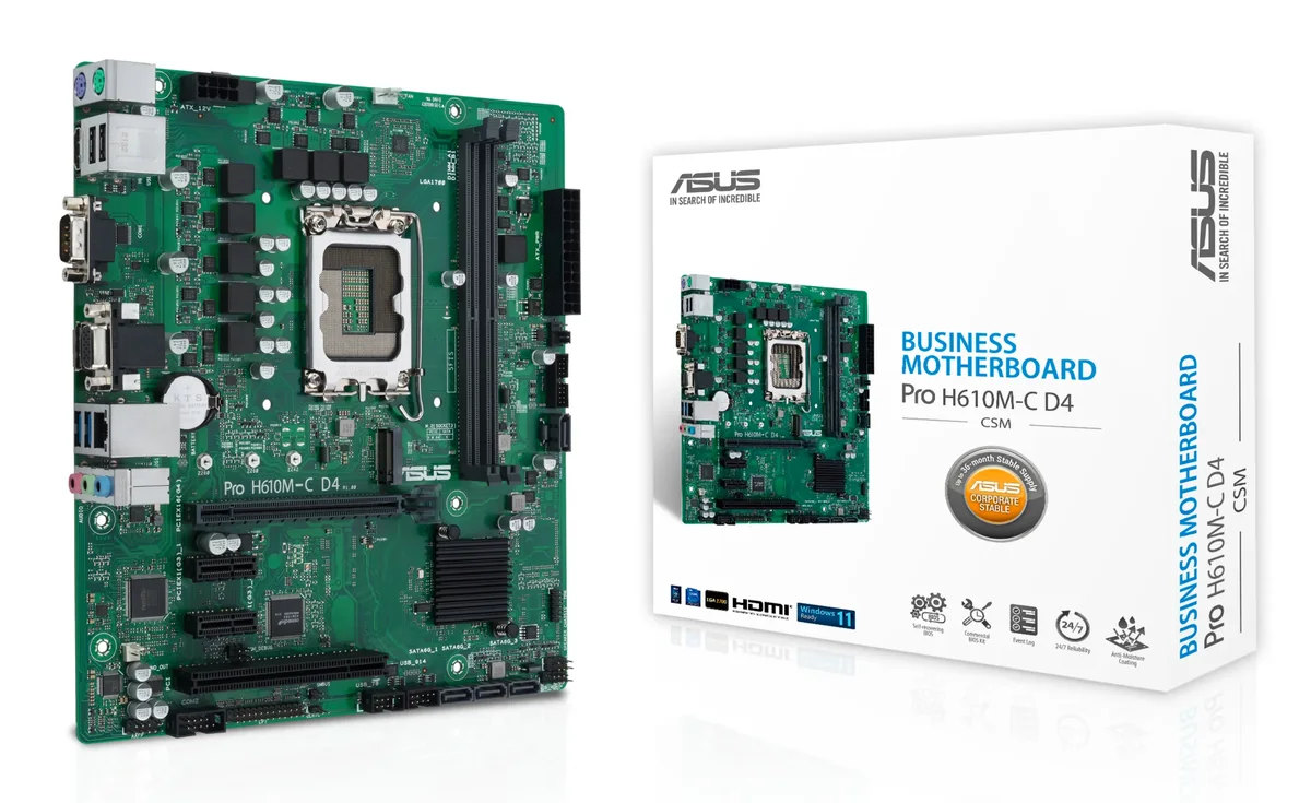 ASUS PRO H610M-C D4-CSM Emolevy - Intel H610 - Intel LGA1700 - DDR4 RAM - Micro-ATX