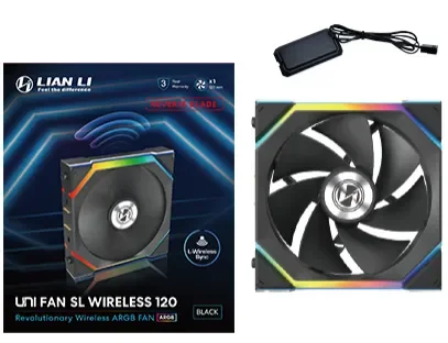 Lian Li UNI FAN SL Wireless Reverse Black - Kotelotuuletin - 120mm - Musta RGB LED valolla - 29 dBA