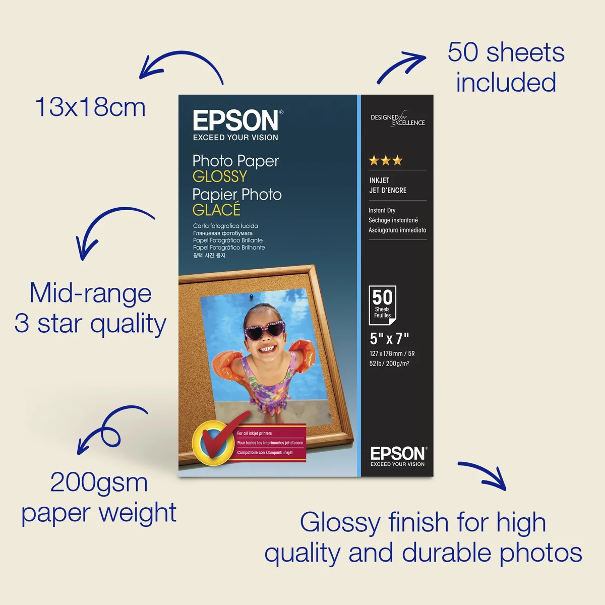 EPSON Photo Paper Glossy 13x18cm 50 sh