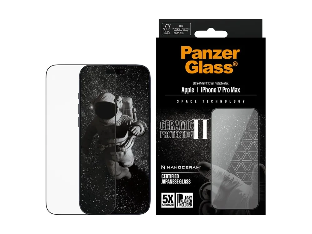 PanzerGlass Ceramic II Screen Protector iPhone 17 Pro Max | Ultra-Wide Fit w. EasyAligner