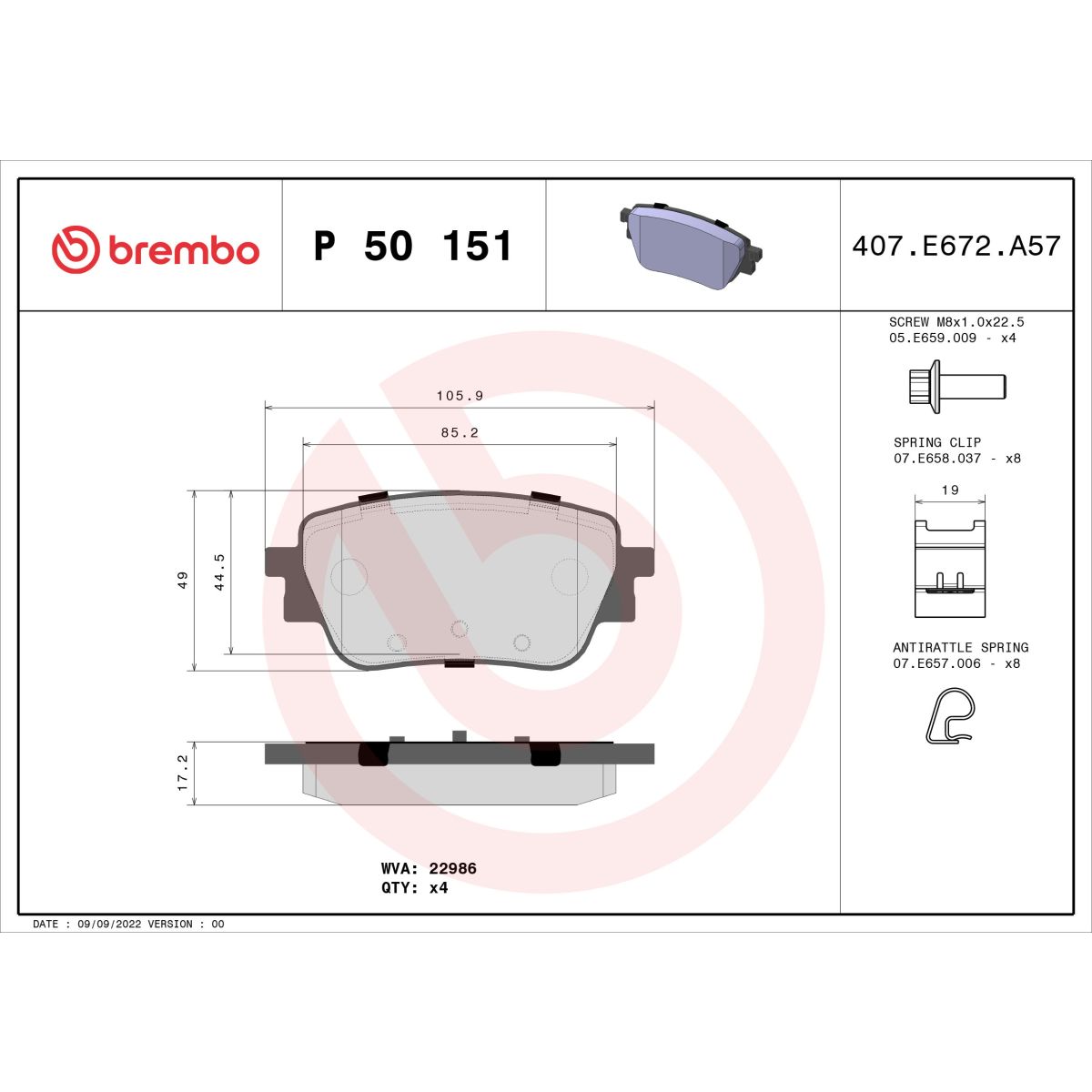 Jarrupalat, levyjarru BREMBO P 50 151