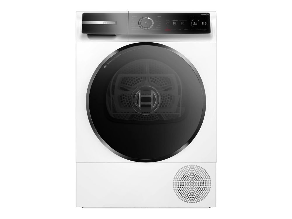 Bosch Serie 8 WQB246DASN, Vapaasti seisova, Edestä täytettävä, Lämpöpumppu, Valkoinen, Kosketus, Oikea