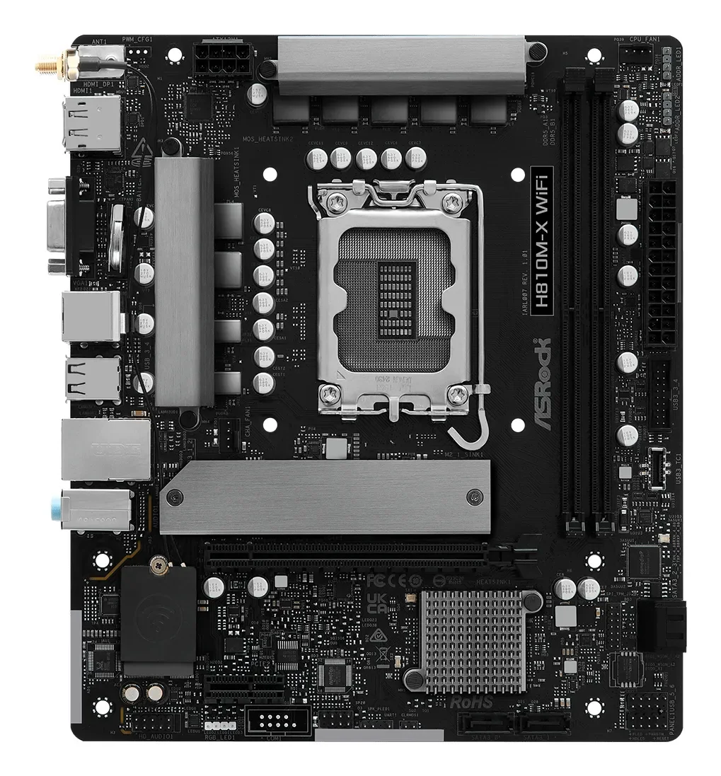 ASRock H810M-X WIFI Emolevy - Intel H810 - Intel LGA1851 - DDR5 RAM - Micro-ATX
