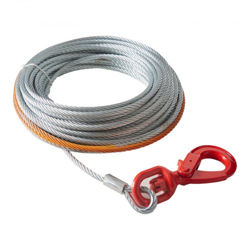 VEVOR Galvanized Steel Winch Cable, 9.5 mm x 22.86 m 6,895 kg Breaking Strength, Wire Winch Rope with Swivel Hook, Towing Cable Heavy Duty, Universal Fit for SUV, Large Off-Road Vehicle, Truck