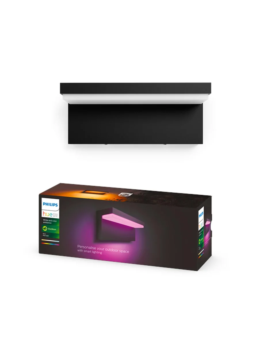 Philips Hue Nyro ulkoseinävalaisin - White & Color Ambiance, IP44-luokitus, 2 200-6 500 K, 16 miljoonaa väriä, 1 020 lm, 13,5W, Zigbee, ohjaus sovelluksessa & puhekomennoilla