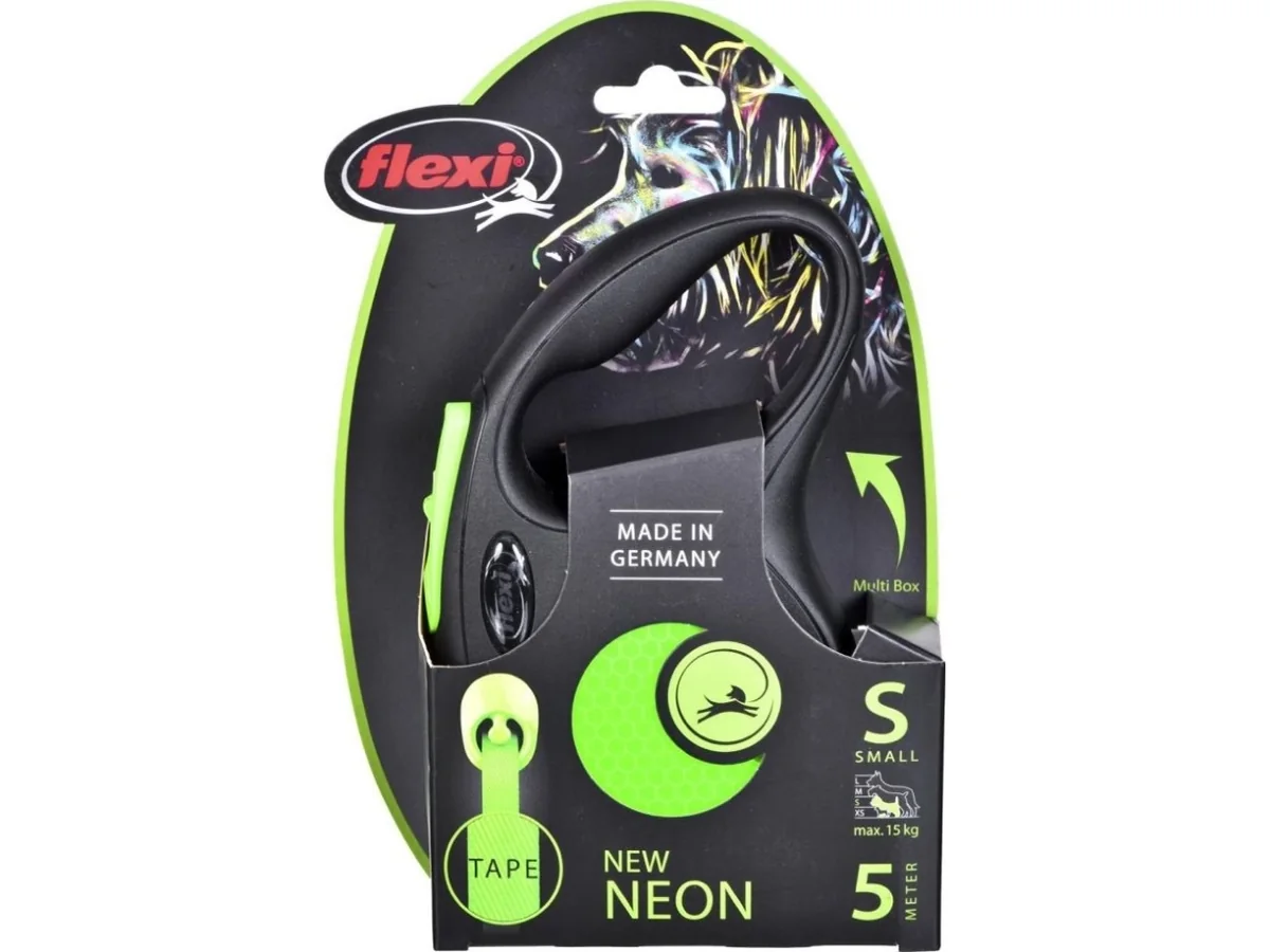 flexi New NEON bånd S, 5M, 15KG, musta/neonvärinen, musta/neonharmaa