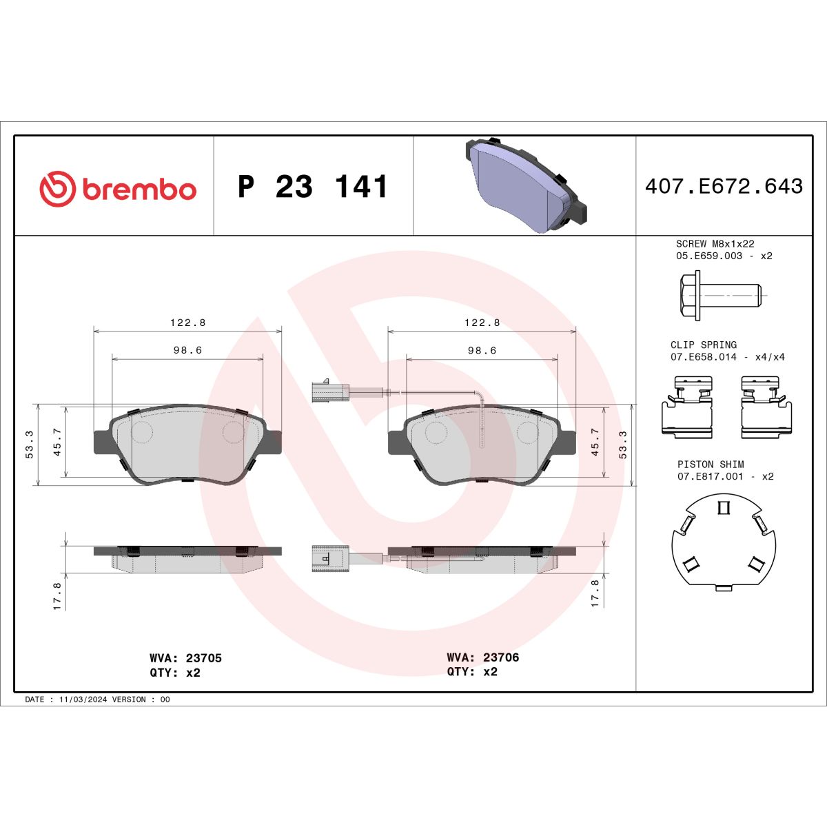 Jarrupalat, levyjarru BREMBO P 23 141