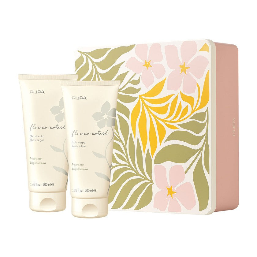 Pupa Flower Artist Kit Suihkumaito 200 Ml + Vartalomaito 200 Ml Bright Sakura 1 yksikkö