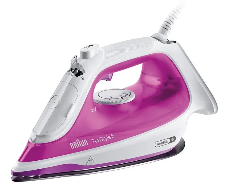 Braun TexStyle 5 SI 5225, Höyrysilitysrauta, 2 m, 200 g/min, Vaaleanpunainen, Valkoinen, 50 g/min, 0,3 L