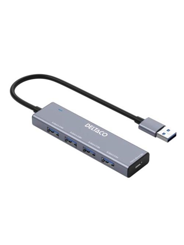Deltaco USB-A hub - 4x USB-A Female USB hub - 4 porttia - USB 3.0 - hopea