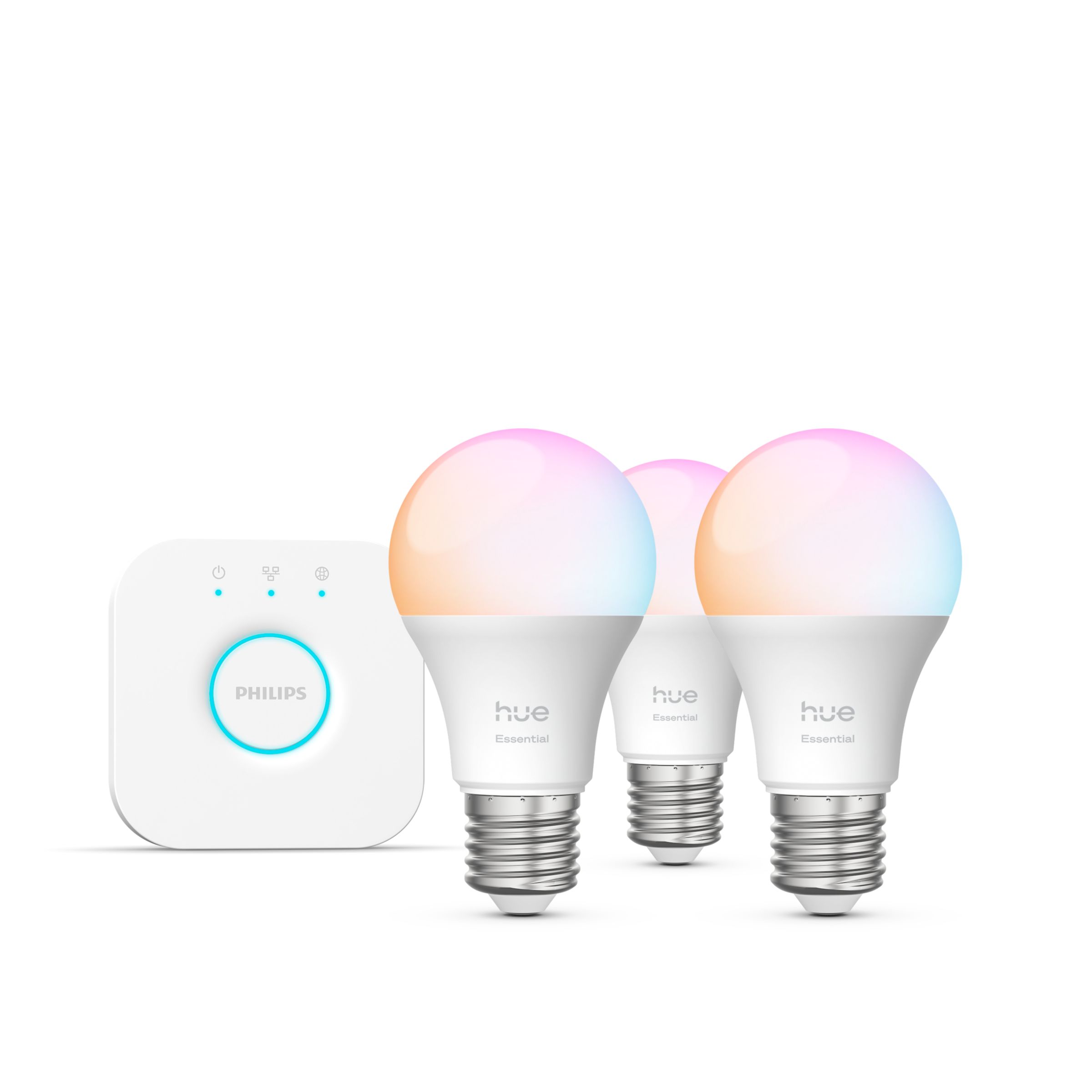 Philips Hue White and Color Ambiance E27 A60 LED-aloituspakkaus (3 lamppua + silta)