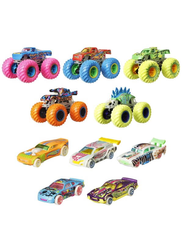 Hot Wheels Monster Truck Glow In The Dark Car Bundle