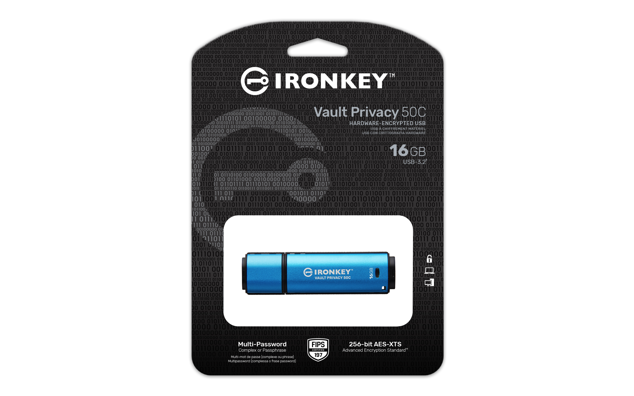 Kingston IronKey Vault Privacy 50 (USB-C 3.2) - 16GB - USB-tikku