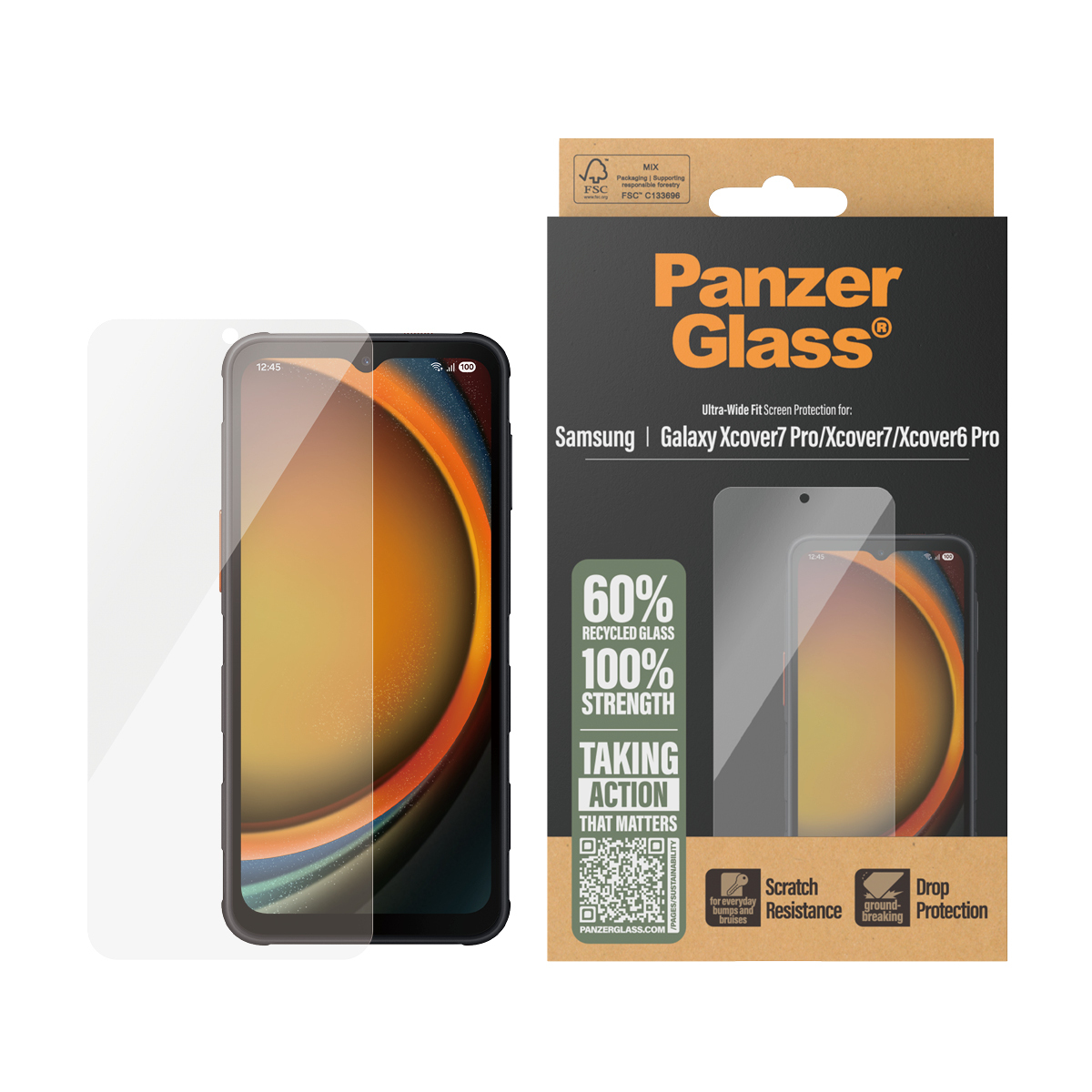 PanzerGlass Screen Protector Samsung Galaxy Xcover7 Pro | Xcover7 | Xcover6 Pro | Ultra-Wide Fit