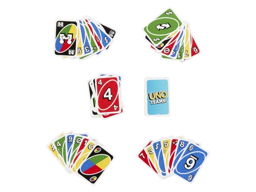 Games UNO Teams -korttipeli koko perheelle, peli-iltoihin, matkoille ja juhliin, Korttipeli, Eroon korteista -peli, 7 vuosi/vuosia, Perhepeli