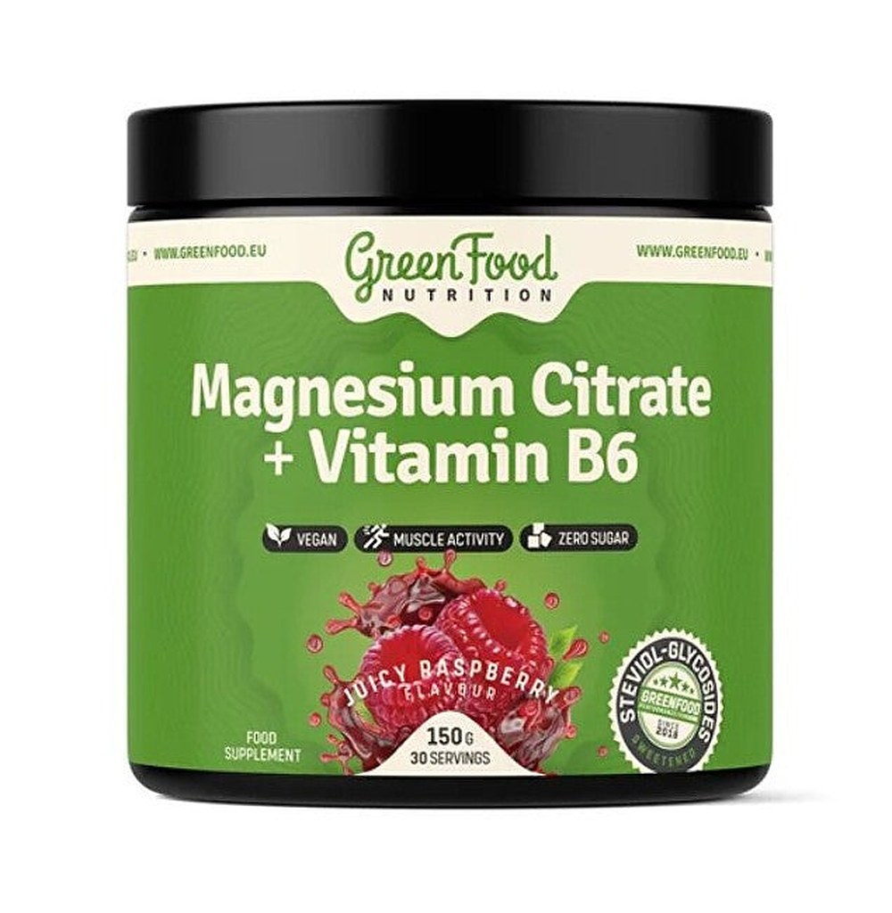 Greenfood Citrato di Magnesio + Vitamina B6 Lampone Succoso 150 g — Integratore