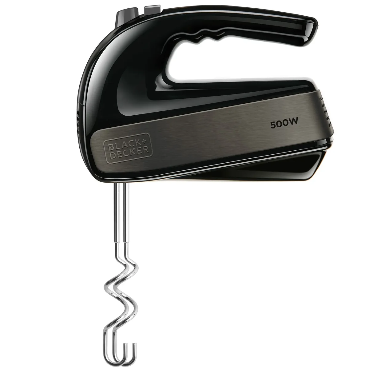 Black & Decker BXMX500E, Käsisekoitin, Musta, Vaivaus, Sekoitus, Painikkeet, Vipu, Muovi, Ruostumaton teräs, 500 W